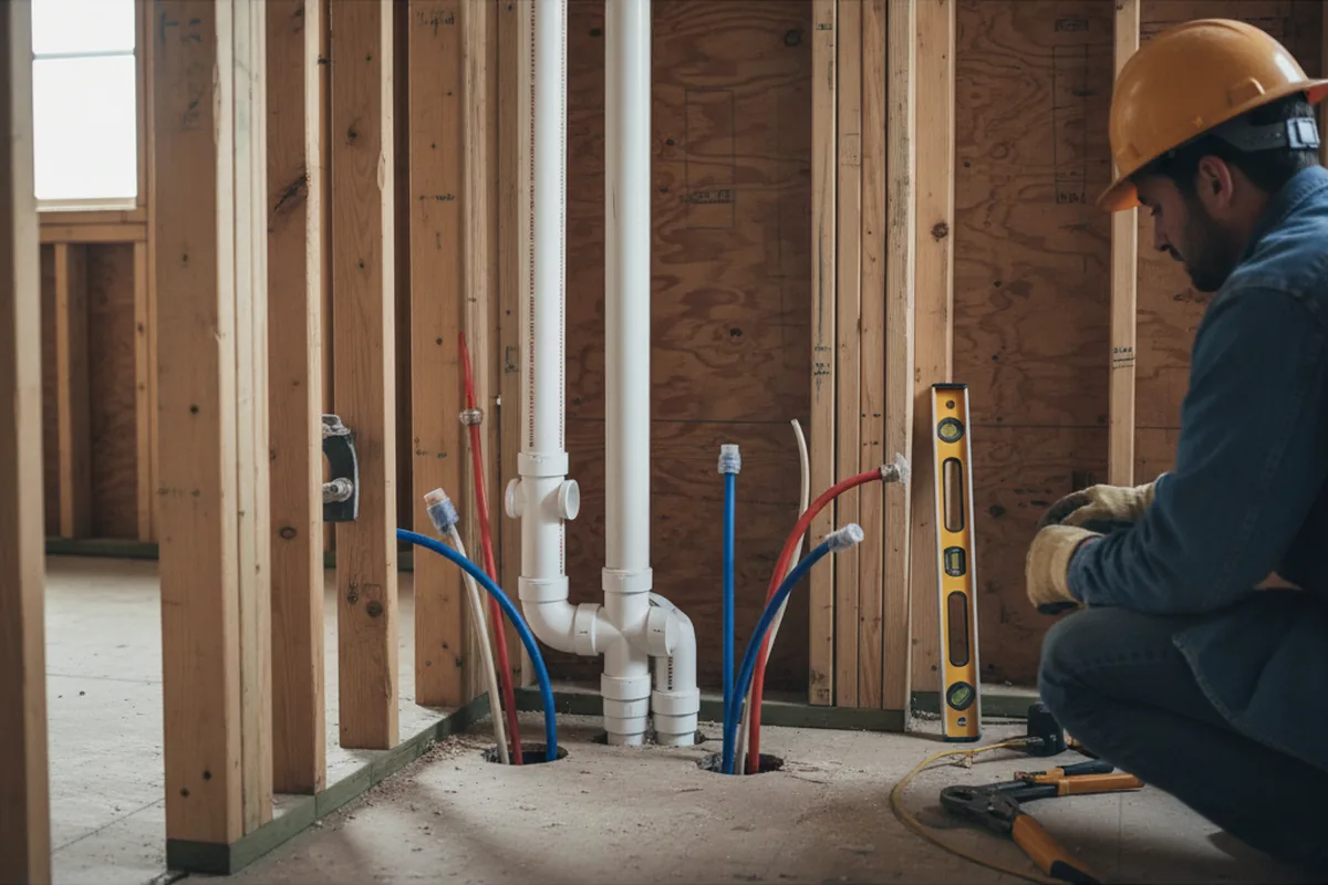 Drain and supply rough-in during Sump Pump Repair in White Springs